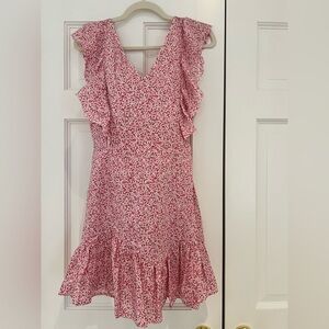 LoveShackFancy Pink Floral Mini Dress